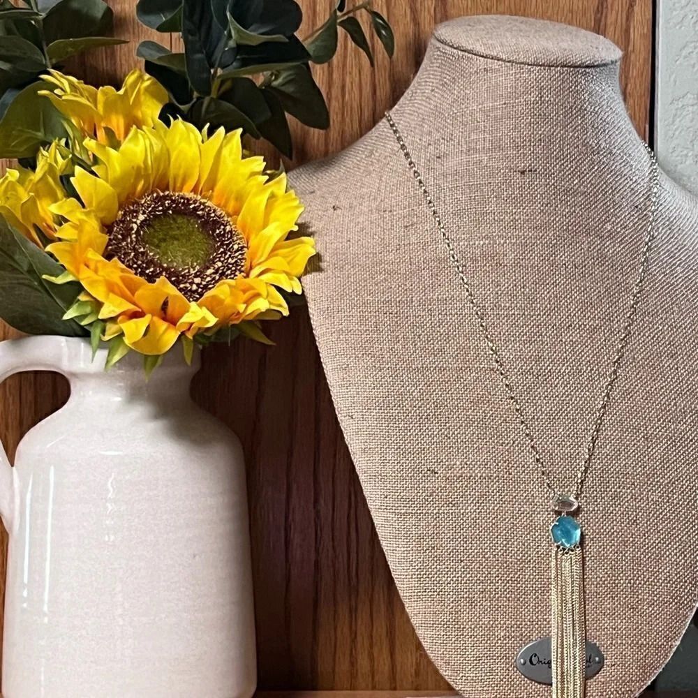NWT Kendra Scott Gold & Blue Tae Pendant Necklace #KSNK - Picture 9 of 10